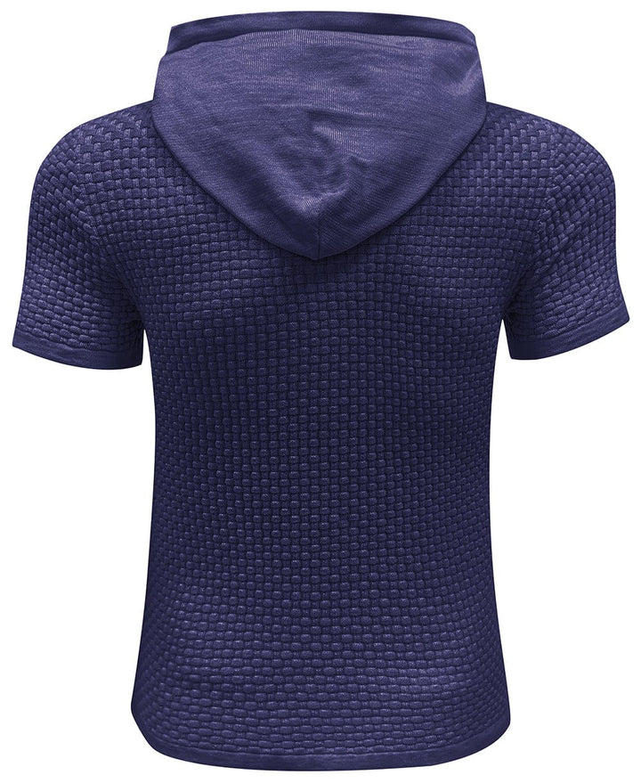 Summer men's short sleeve hoodie, made of soft, lightweight polyester for comfort