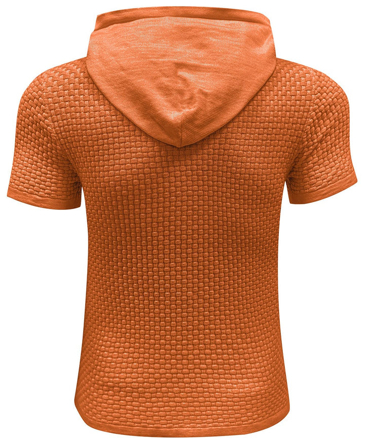 Athletic men's short sleeve pullover hoodie, combining comfort and performance