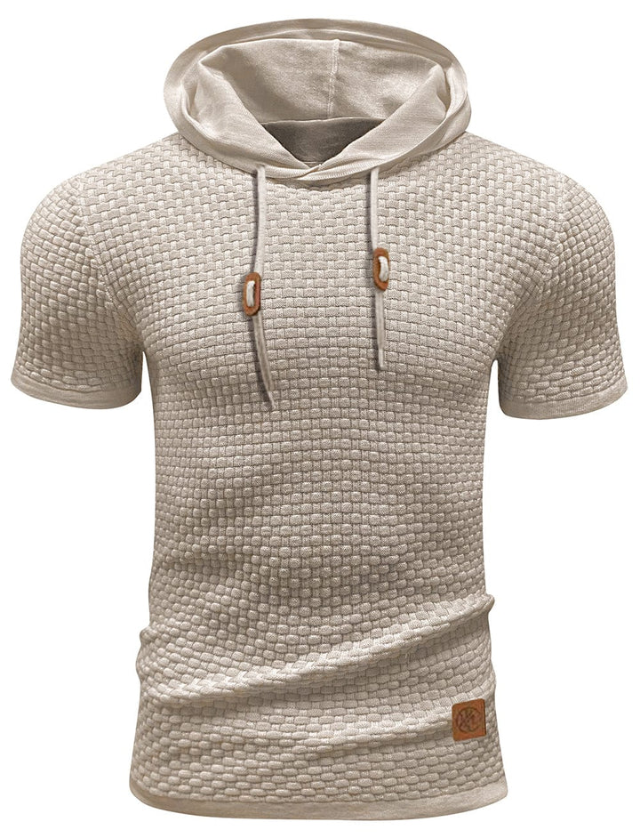 Men's short sleeve hoodie pullover, activewear style, breathable and comfortable