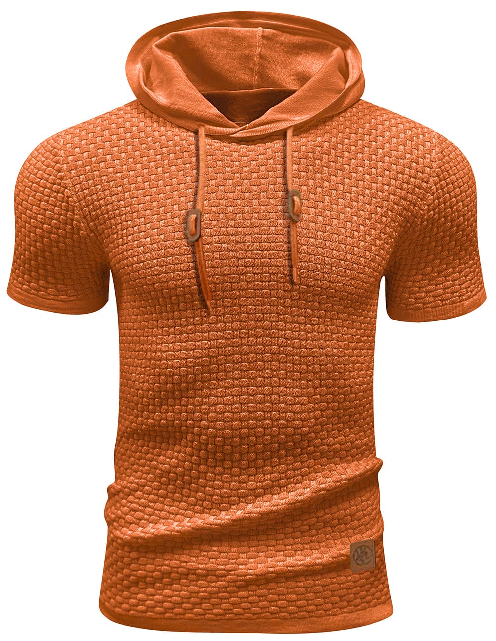Men's short sleeve activewear hoodie, pullover style, excellent for outdoor activity
