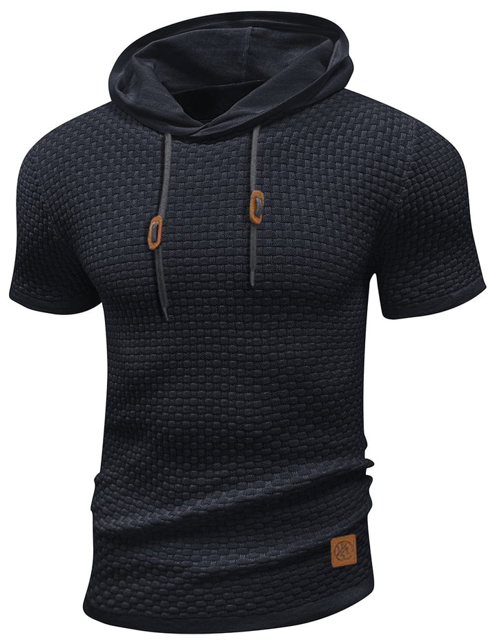 Polyester men's short sleeve hoodie, a versatile top for active or casual use