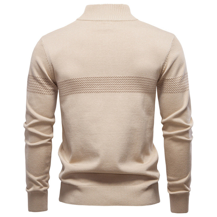 Texture detail of the cotton blend fabric on the men's Siena casual half-zip sweater
