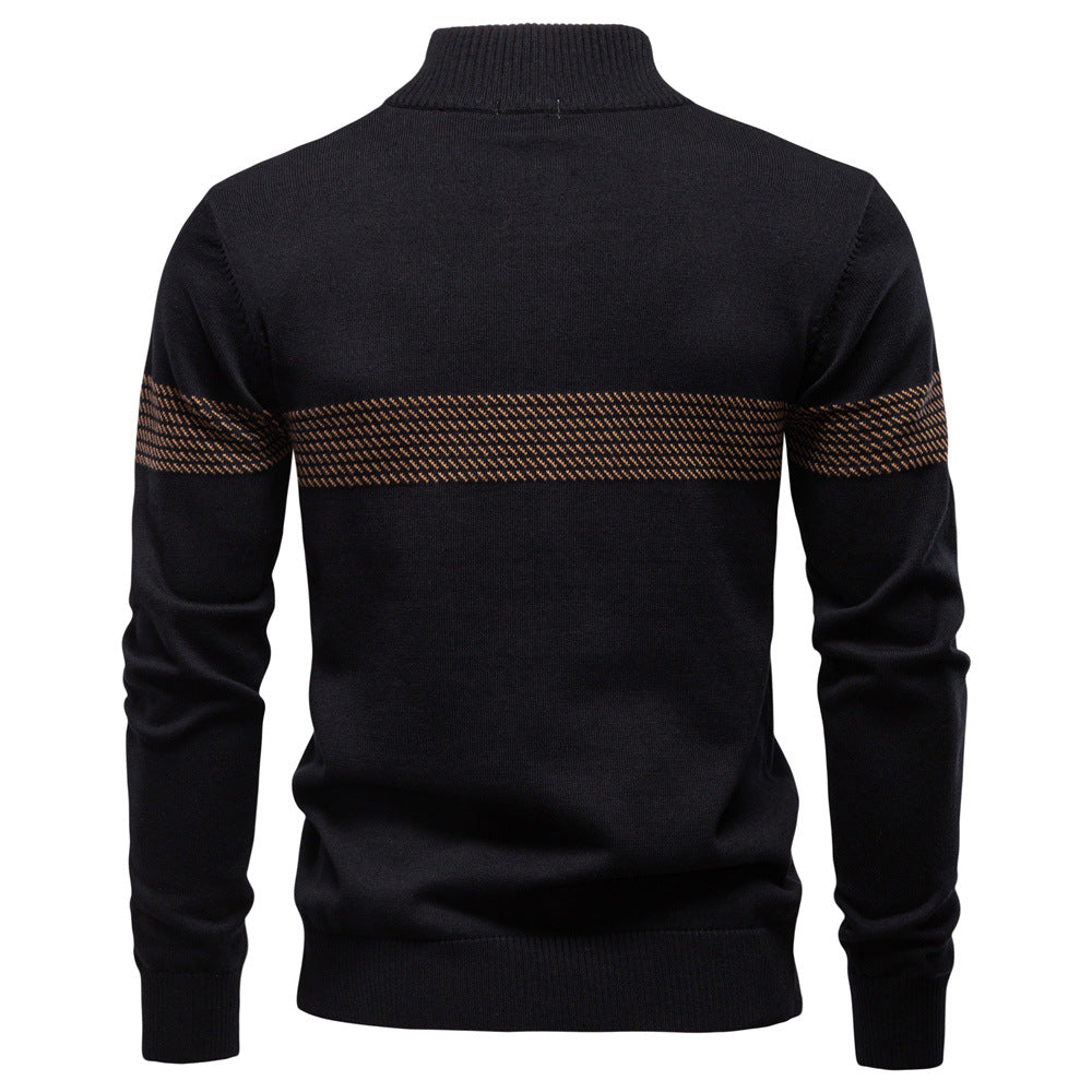 Man wearing a Siena half-zip knit sweater, demonstrating its comfortable fit and style