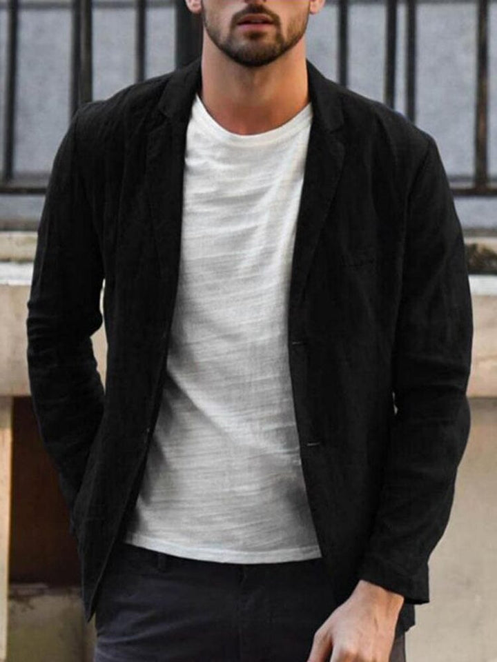 Breathable men's single-breasted summer blazer, perfect for warm weather professional or party attire.