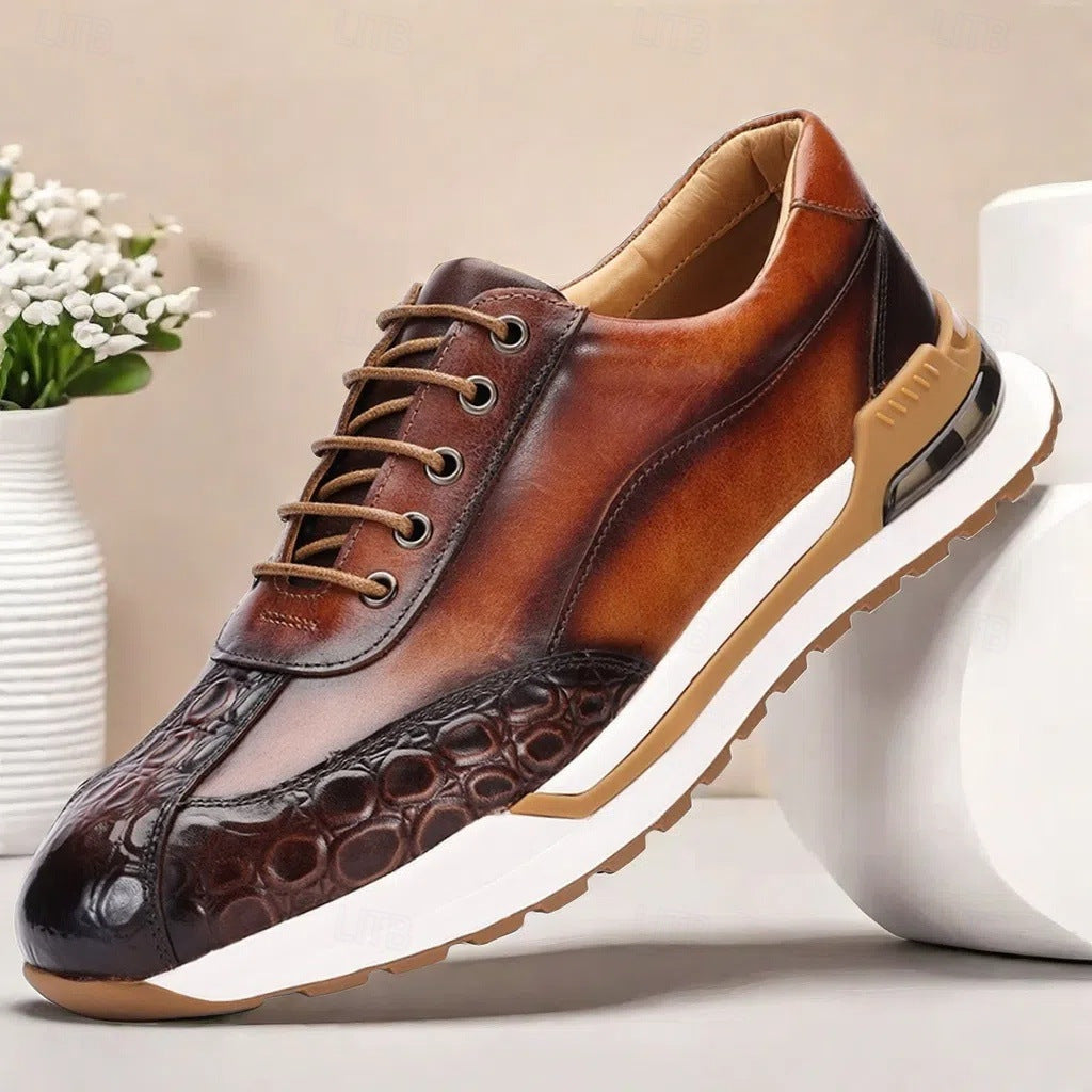 Men's sleek brown orthopedic casual sneakers for comfortable everyday wear.