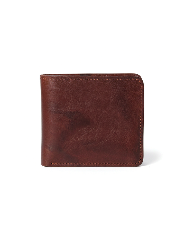 Men's slim bifold leather wallet made from genuine cowhide, perfect for everyday carry.