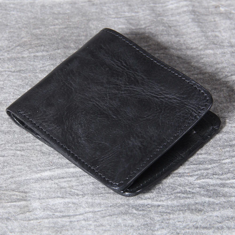 Men's bifold wallet with RFID blocking, a secure slim leather card holder.