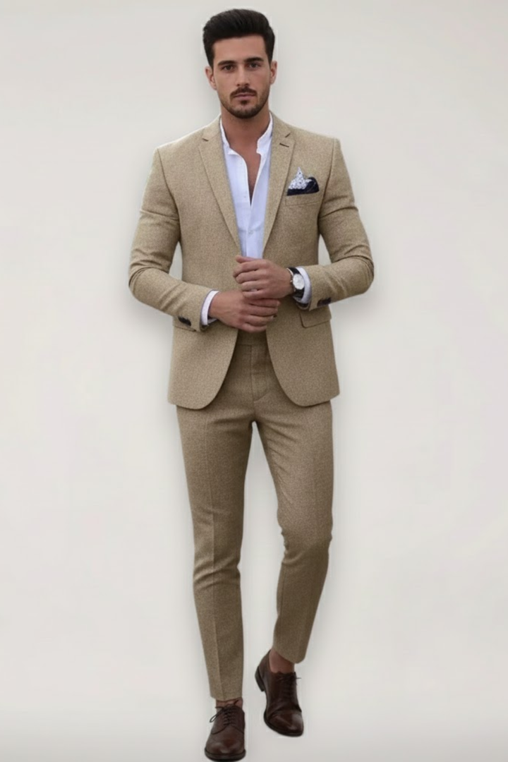 Men's slim fit 2-piece suit in a sleek tailored design. Perfect formal wear for weddings, business, or special events.