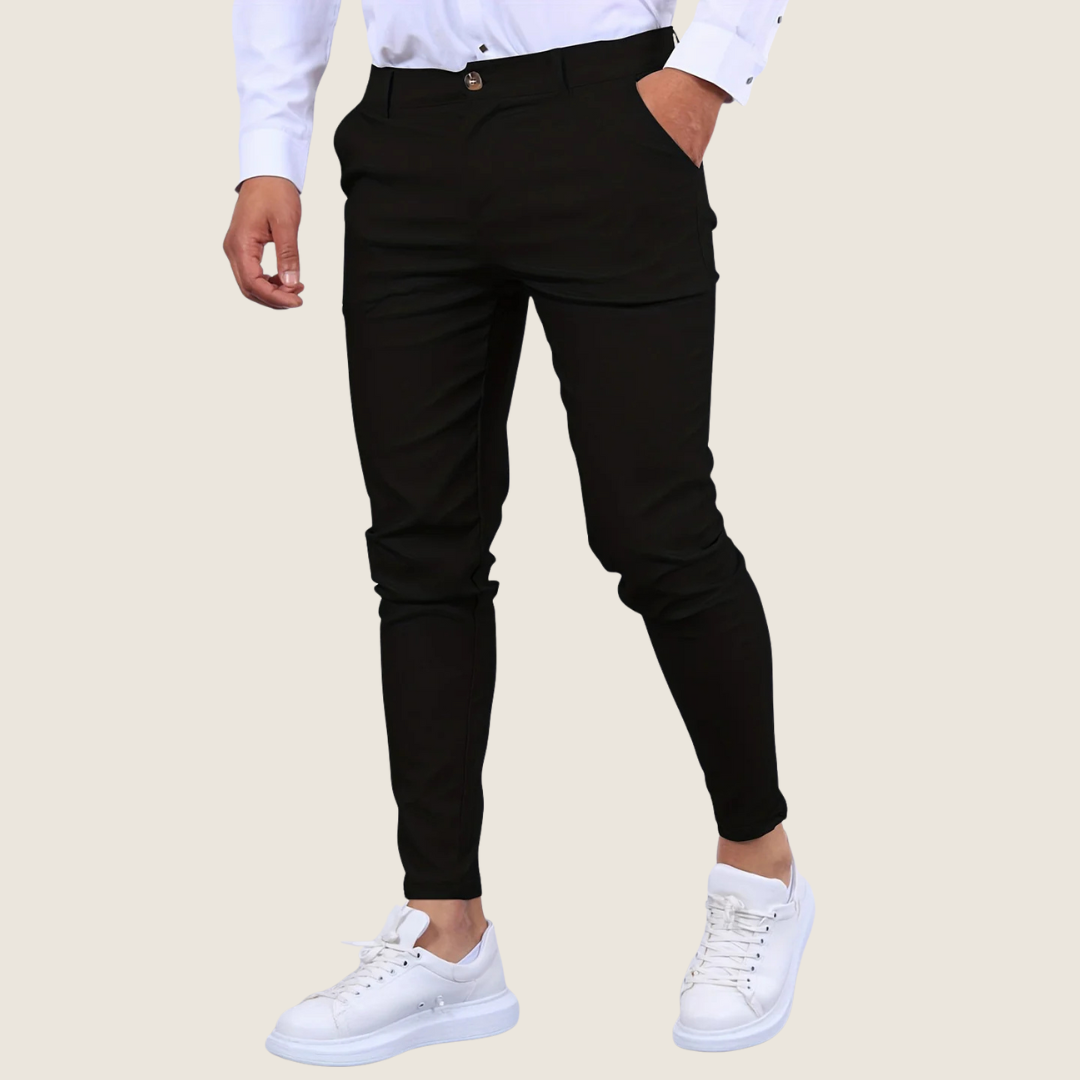 Modern men's slim fit ankle pants, tailored dress trousers for a sharp, contemporary smart casual look.