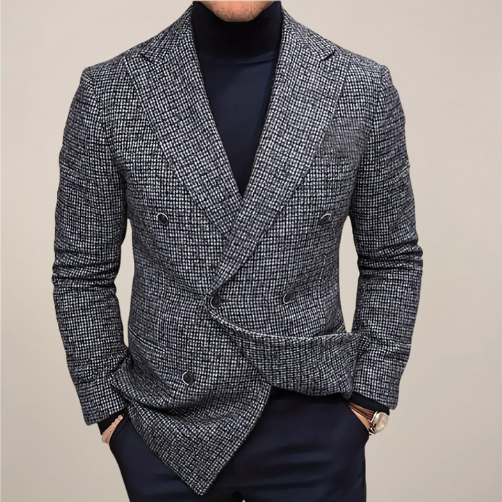 Men's slim fit check blazer, ideal for smart casual or business wear, showcasing tailored fashion.