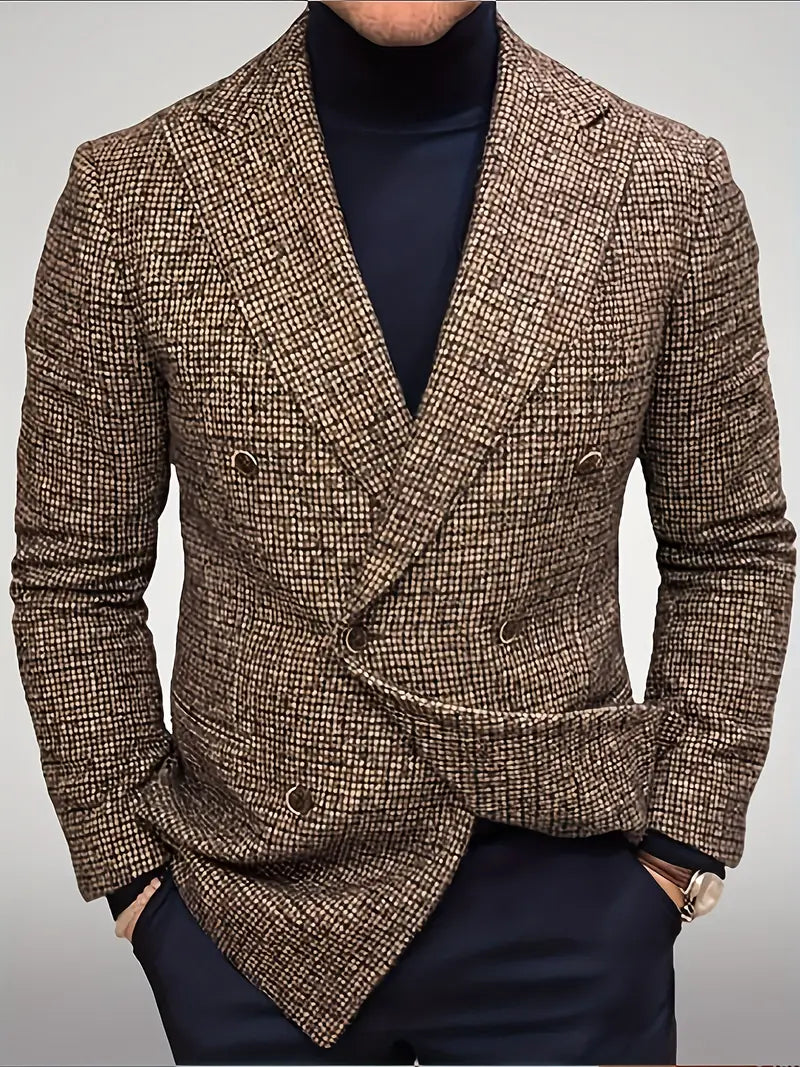 Men's slim fit check blazer, ideal for smart casual events. Stylish & versatile autumn/spring fashion.