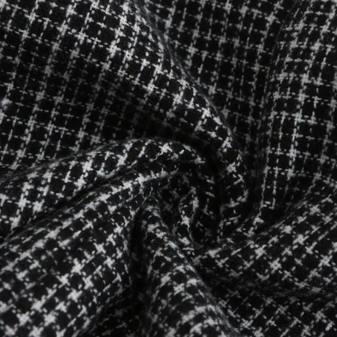 Double-breasted men's slim fit blazer with a stylish check pattern, perfect for formal events.