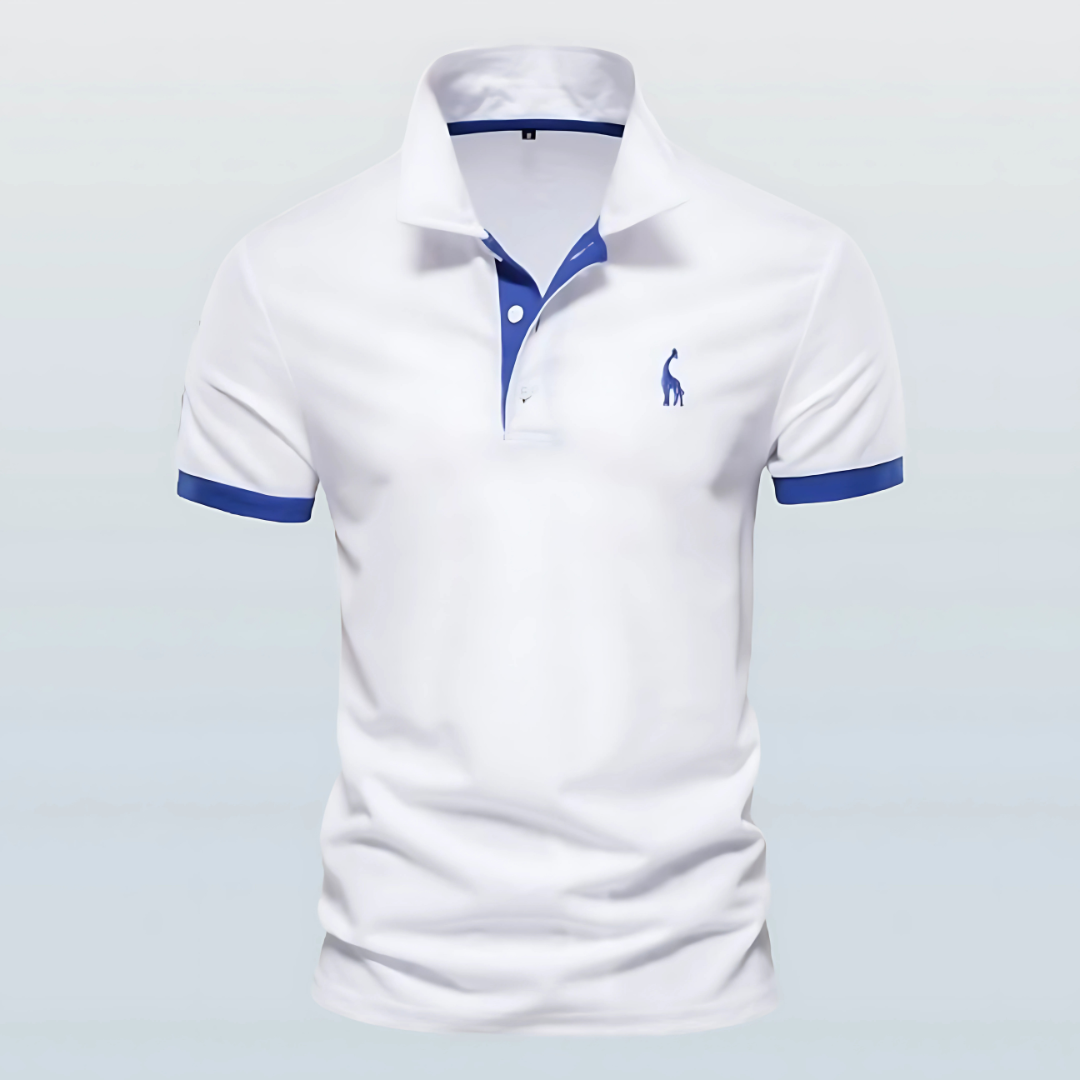 Men's casual slim fit polo shirt with contrast trim. Short sleeve, perfect for smart casual & everyday style.
