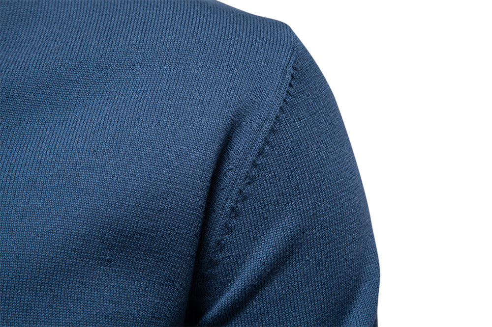 Comfortable men's V-neck sweater with a subtle ribbed texture, ideal for layering