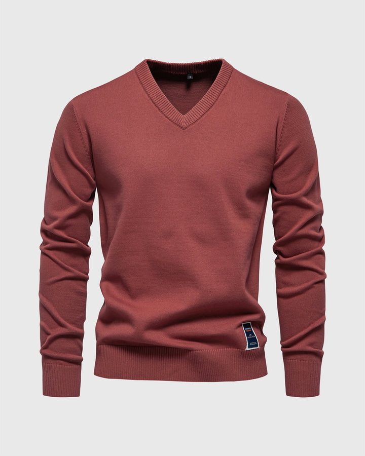 Versatile black men's ribbed V-neck pullover sweater, a classic casual wardrobe staple
