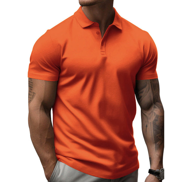 Men's slim-fit short sleeve polo. Performance fabric, ideal for athletic and casual summer wear.