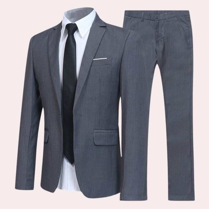 Professional men's slim fit two-piece suit, ideal for business, weddings, and formal event attire.