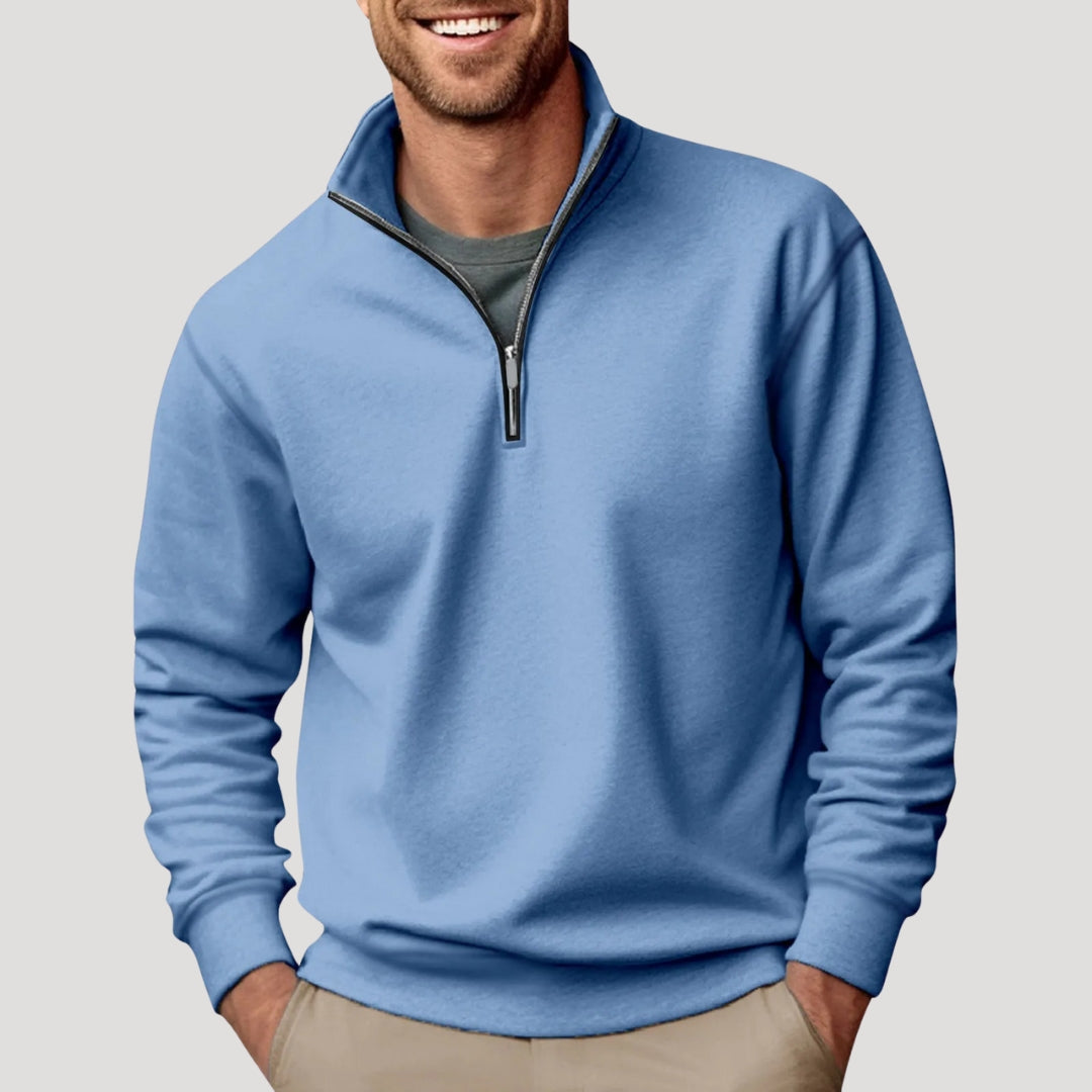 Men's versatile quarter-zip pullover. Smart casual long-sleeve sweater for everyday comfort & modern fashion.