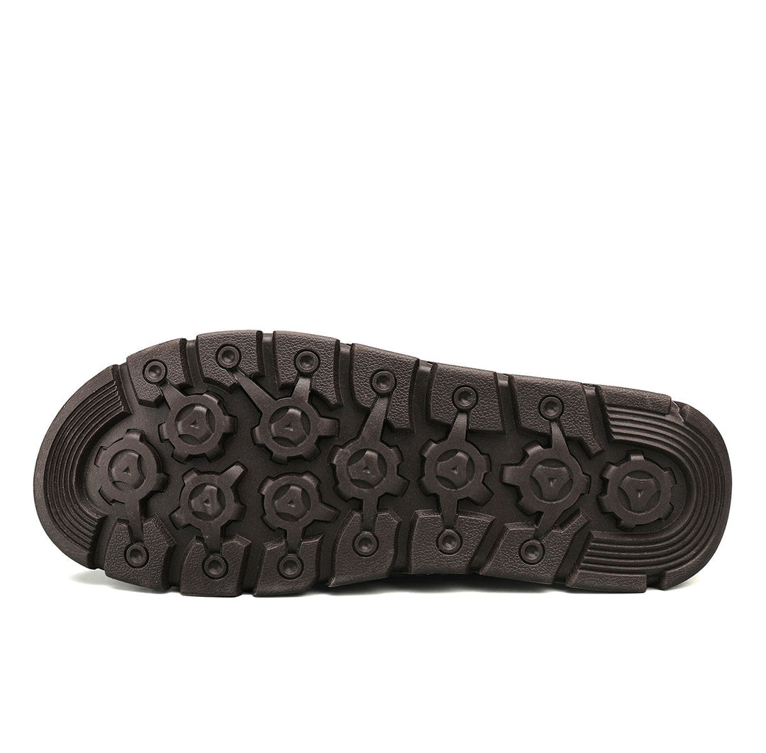 Men's breathable black outdoor tooling boots, showing tread for excellent grip and durability