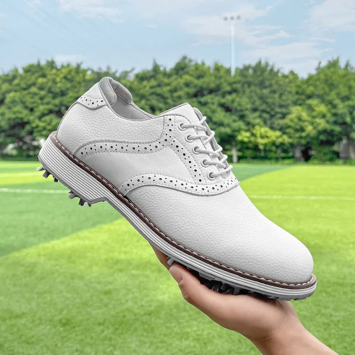 Men's Spiked Golf Brogue Shoes in brown, combining classic style with modern comfort