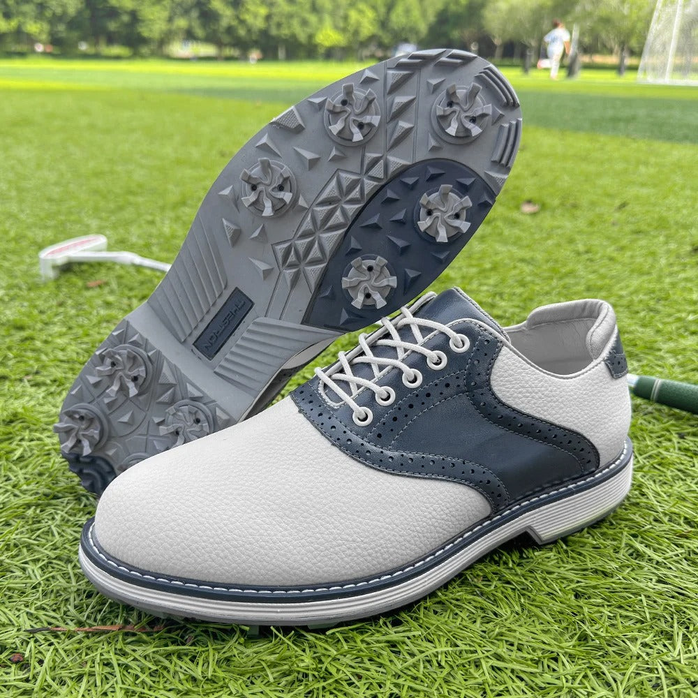 Athletic Men's Golf Brogue Shoes with sturdy spikes, ensuring excellent grip