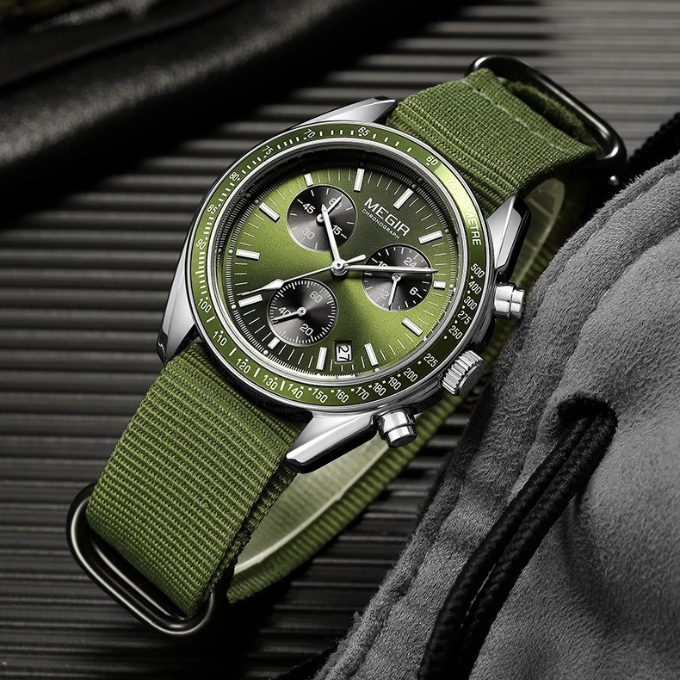 Experience the Men's Sport Chronograph Watch, featuring a bold dial & durable alloy build