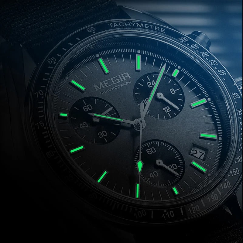 The ultimate men's casual watch: sport chronograph, alloy case, luminous functionality, nylon strap