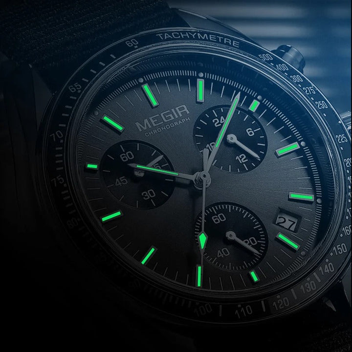 The ultimate men's casual watch: sport chronograph, alloy case, luminous functionality, nylon strap