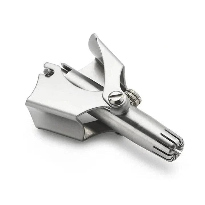 Men's stainless steel manual nose & ear hair trimmer for precision grooming.