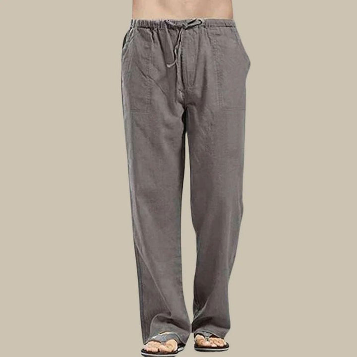 Men's straight-cut drawstring summer pants in a relaxed fit, ankle length, perfect for casual wear.