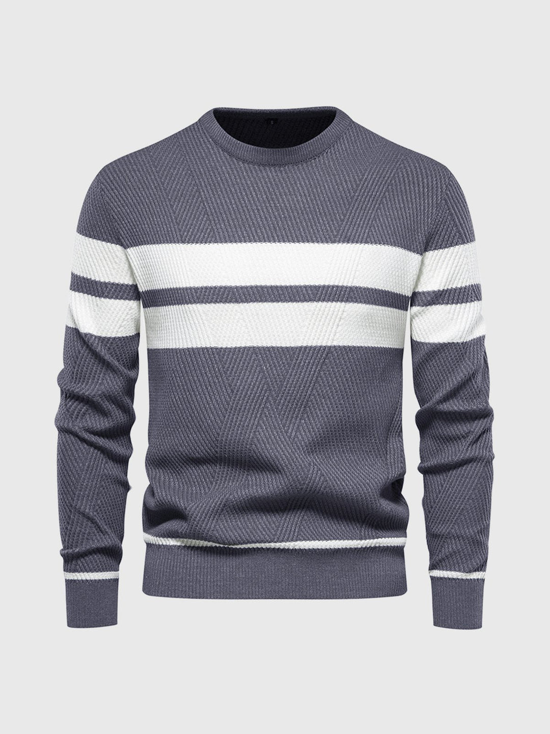 Men's casual striped long sleeve sweater, ideal for everyday wear, cotton blend fabric.