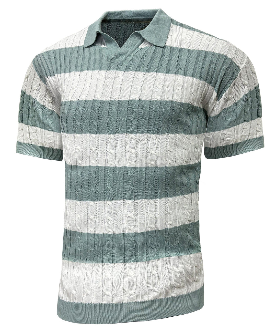 Men's striped knit polo shirt, short sleeve, collared, perfect for casual summer fashion