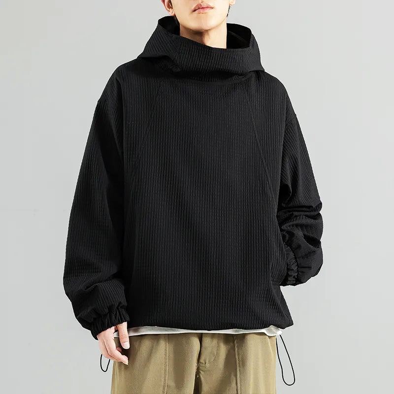 Men's structured fleece hoodie in black, perfect for casual streetwear and comfort