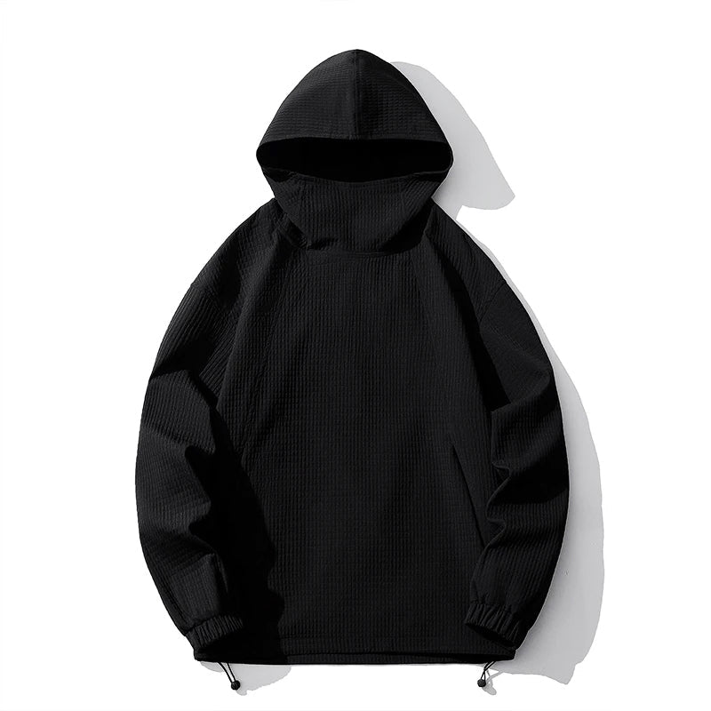 Brown men's structured fleece hoodie, ideal outerwear for a stylish, comfortable look