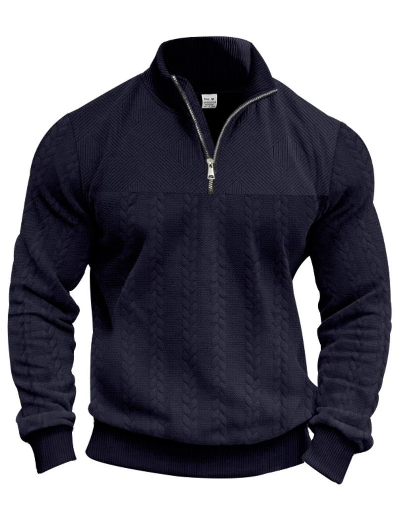 Men's structured half-zip pullover in navy, made from a comfortable cotton blend for casual wear