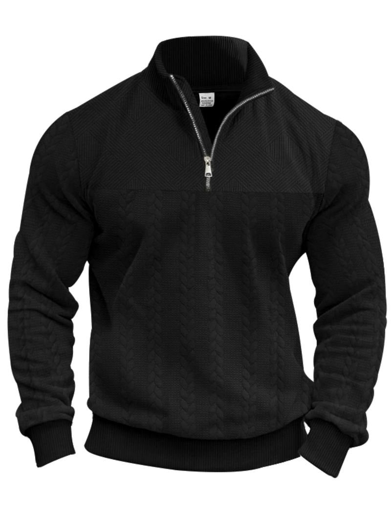 Men's long-sleeve structured pullover in a deep green, ideal casual wear for cooler weather