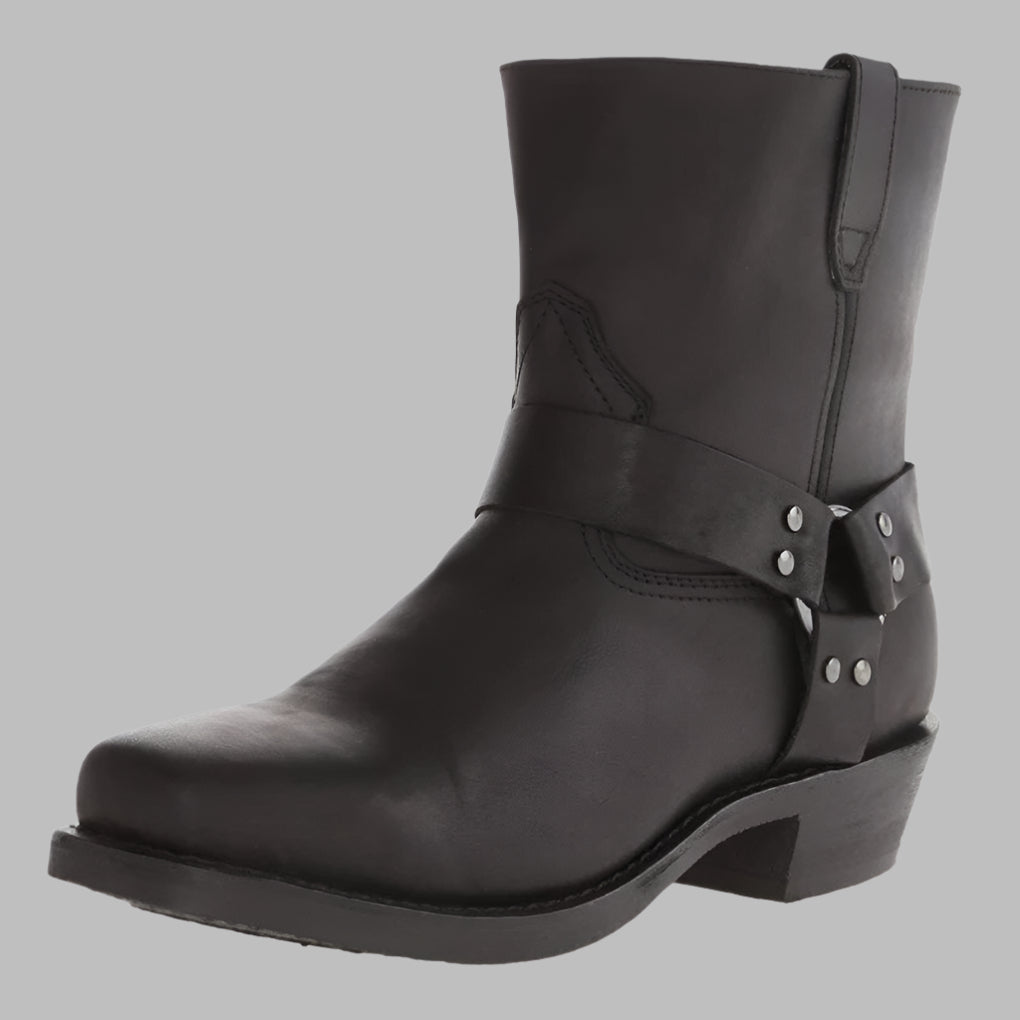 Durable men's classic leather strap ankle boots, perfect for versatile everyday fashion