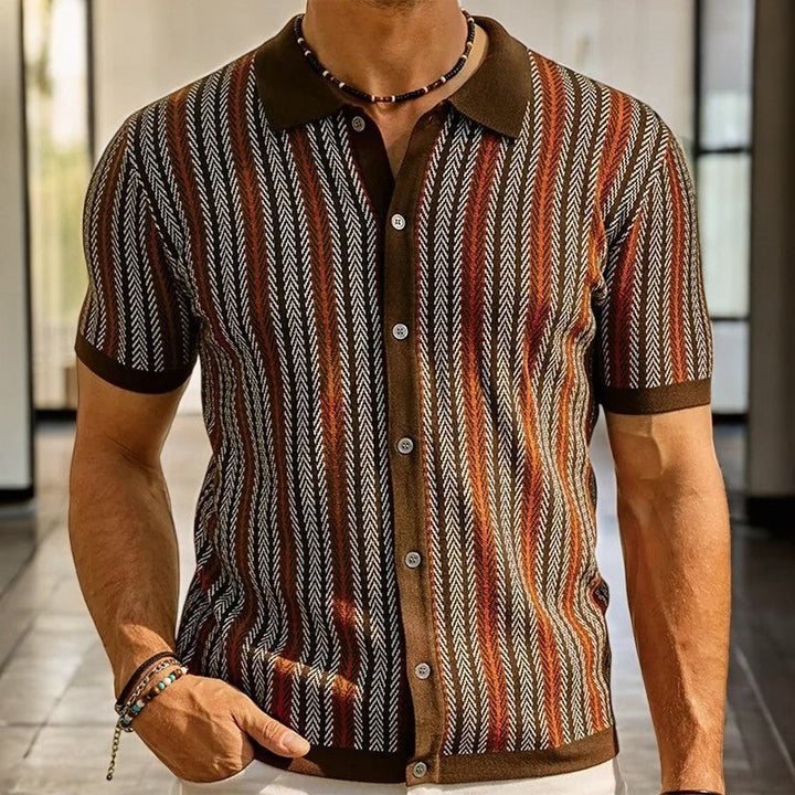 Classic herringbone pattern men's shirt, long sleeve button-down, perfect for casual & dressy fashion.