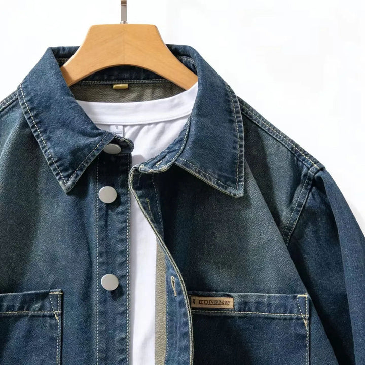 Stylish men's long sleeve overshirt in blue, an essential layering piece.