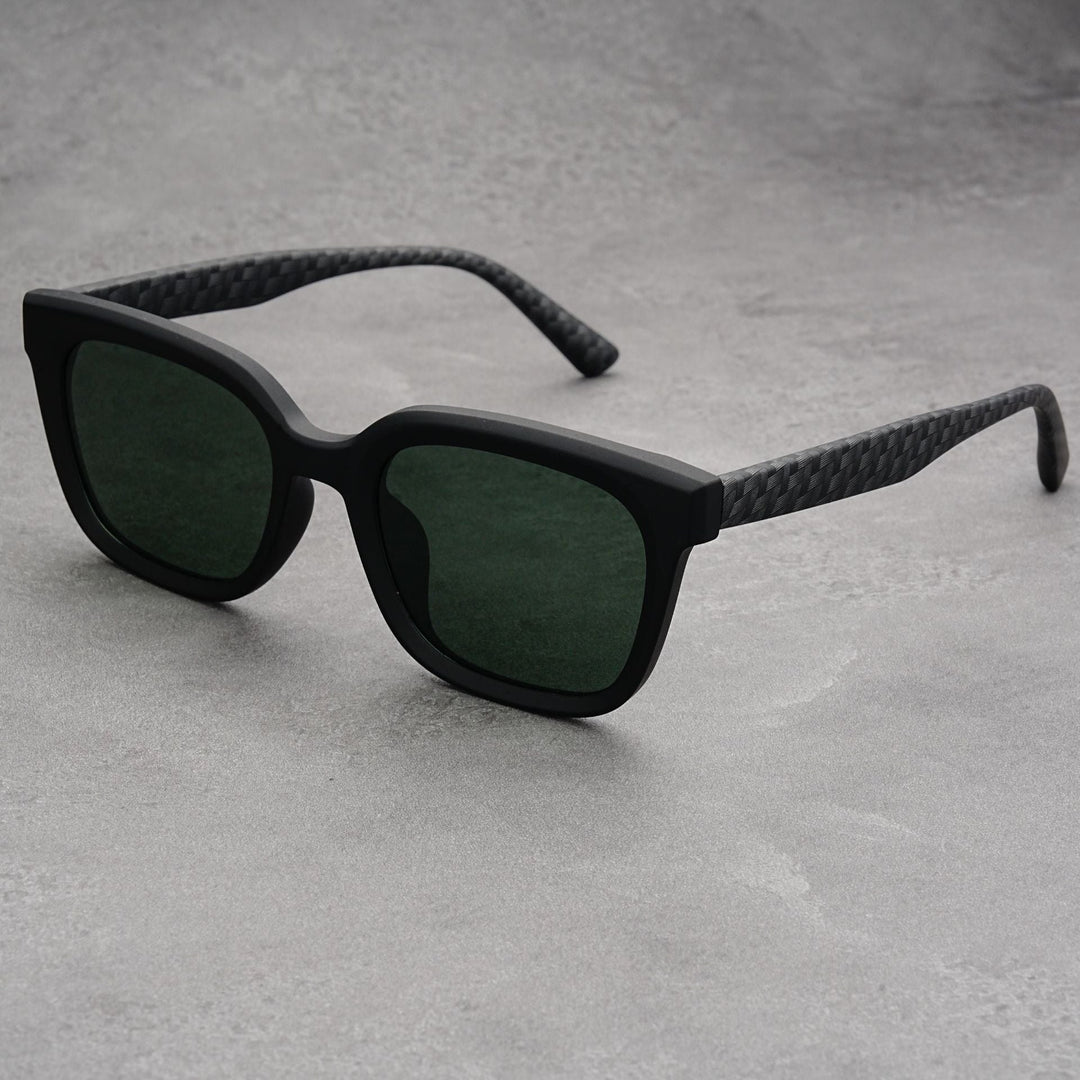Lifestyle image of men's square frame sunglasses, emphasizing their stylish and protective qualities.