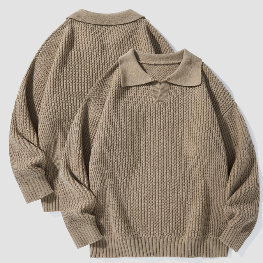 Stylish men's collared shirt made from soft waffle knit fabric, ideal for everyday fashion.