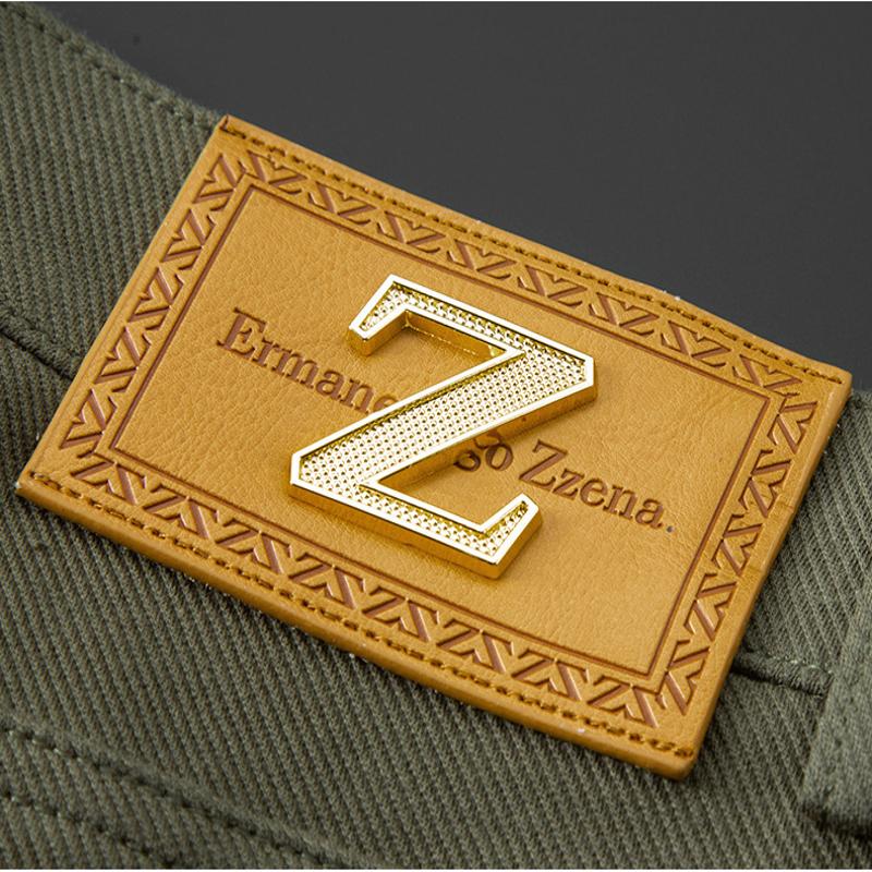 Men's casual pants: green tailored stretch denim jeans, ideal for everyday comfort and fashion.