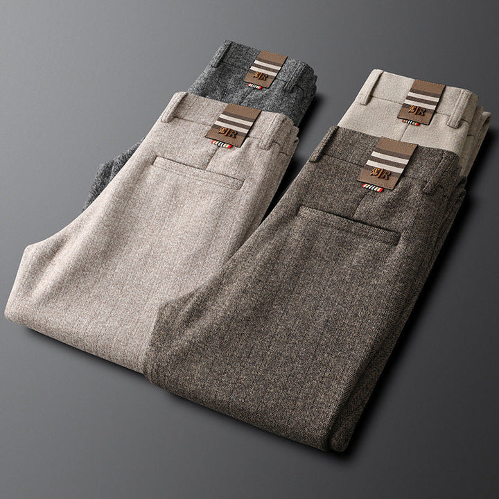 Brown men's tailored dress trousers, offering a sophisticated look for men's fashion.