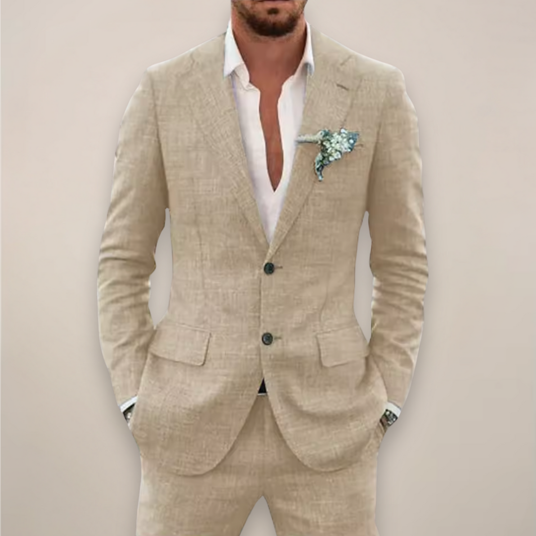 Elegant men's two-piece suit, perfectly tailored for spring weddings, summer parties, and formal events.