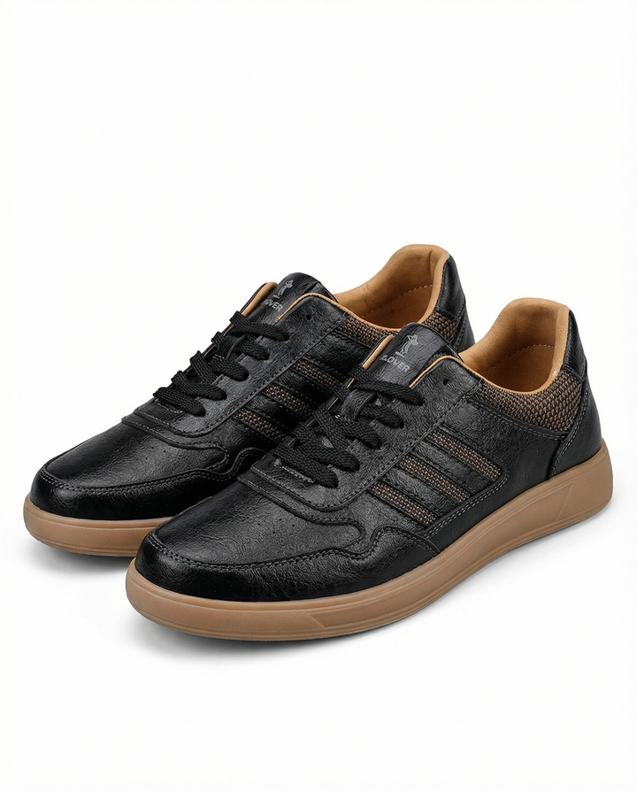 Men's tan leather everyday comfort trainers, perfect for city wear & casual outfits