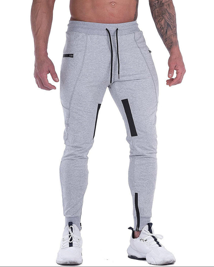 Men's tapered athletic joggers, gray, comfortable cotton blend pants with elastic waist