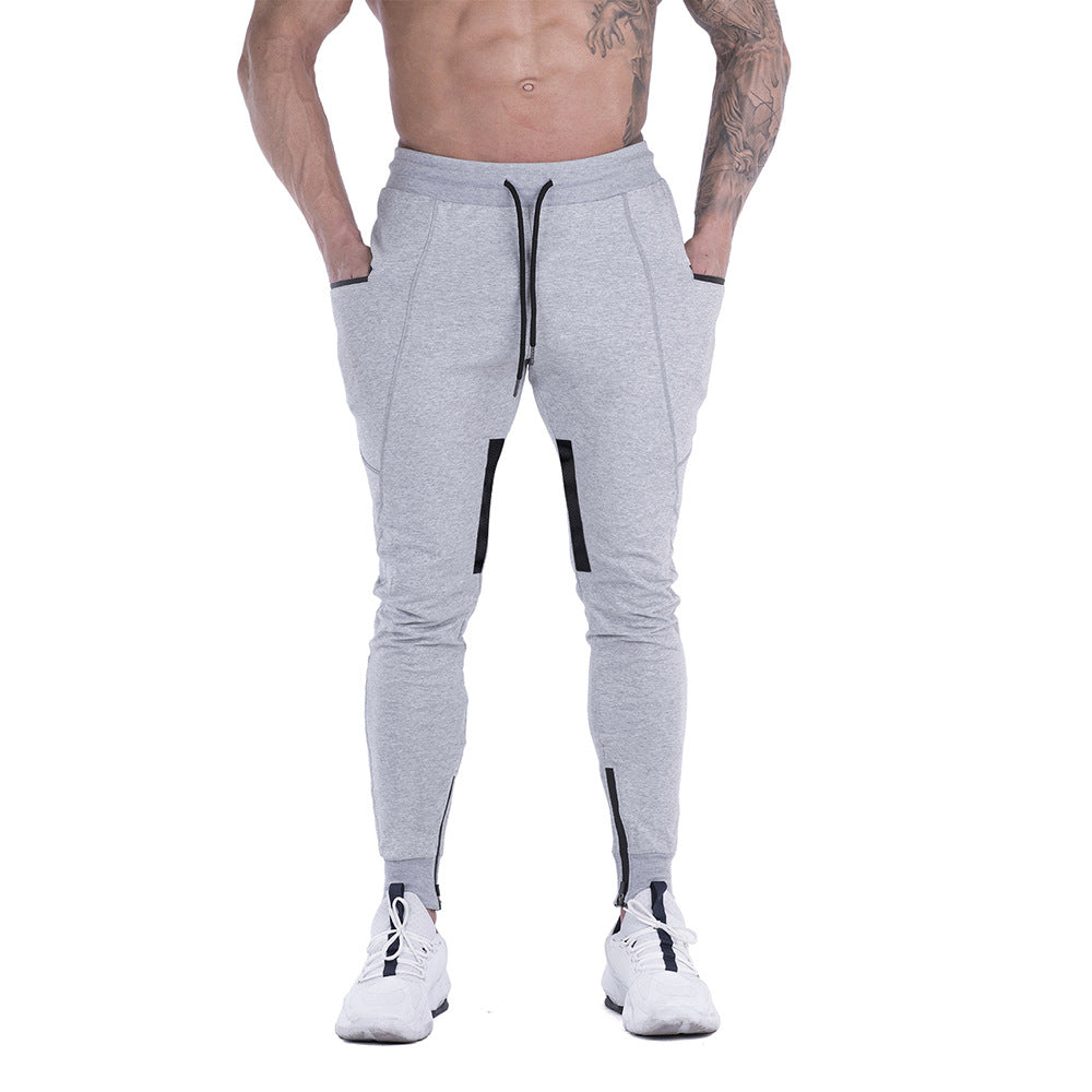 Front view of men's tapered athletic joggers, plain design, perfect for track pants