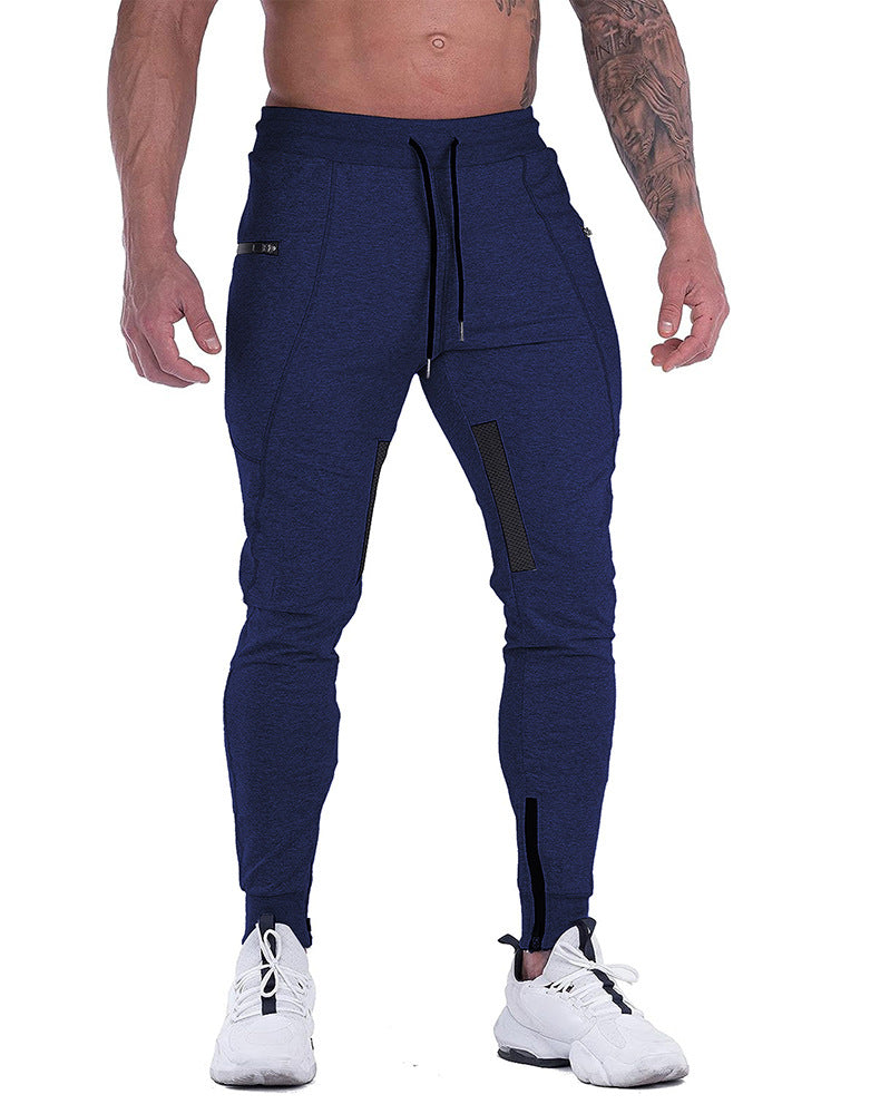 Folded view of men's cotton blend tapered joggers, ready for active or casual use