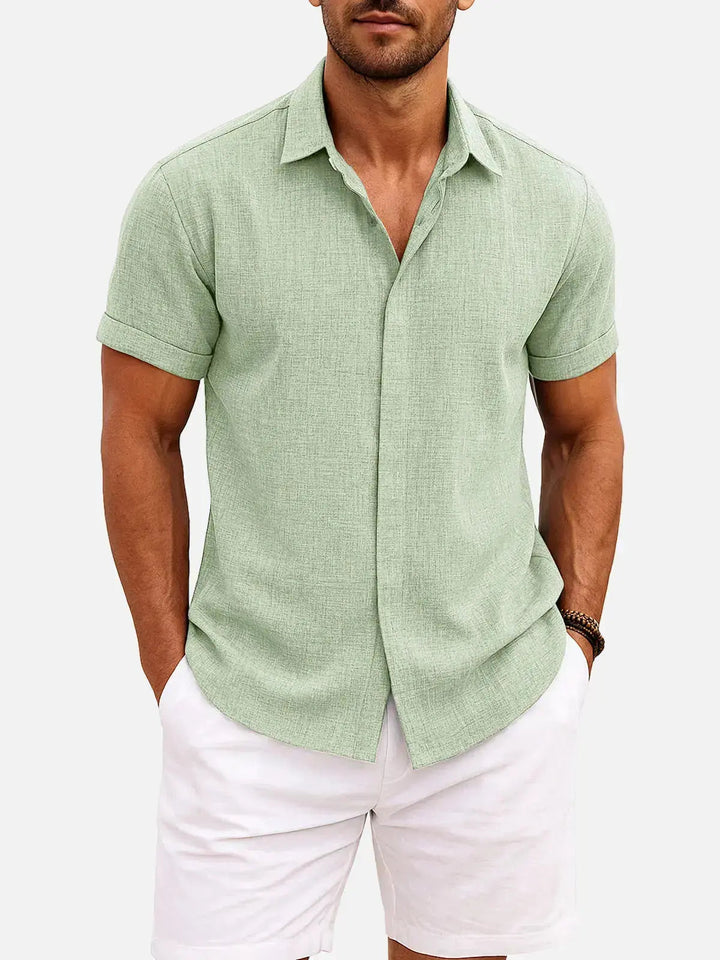 Everyday men's casual textured button down shirt, suitable for summer fashion.