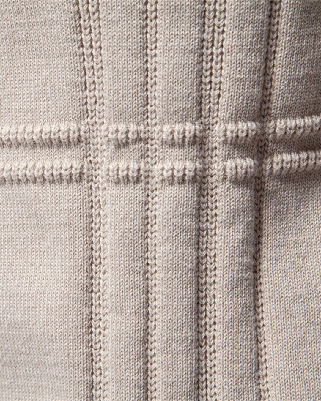 Detail of the shoulder seam on a well-constructed men's crew neck pullover